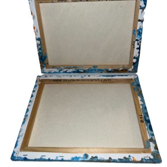 Set of Two Framed Canvas Paint Pour Style Paintings Artist Laura Mellencamp11x14 - Picture 2 of 2
